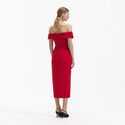 self-portrait Red Crepe Off Shoulder Bow Midi Dress outlook