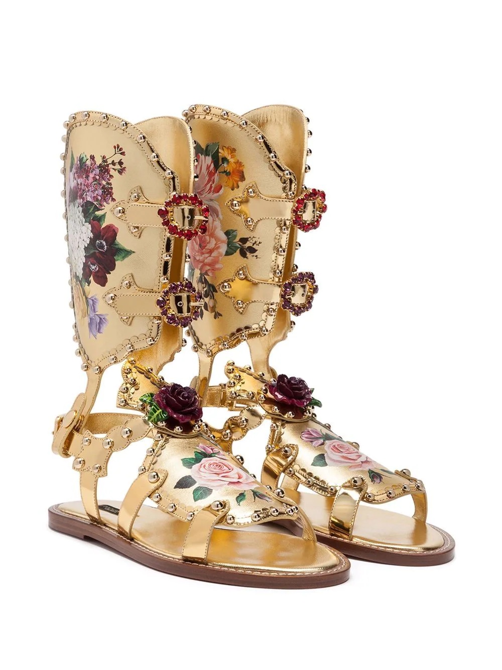 floral-print gladiator sandals - 2