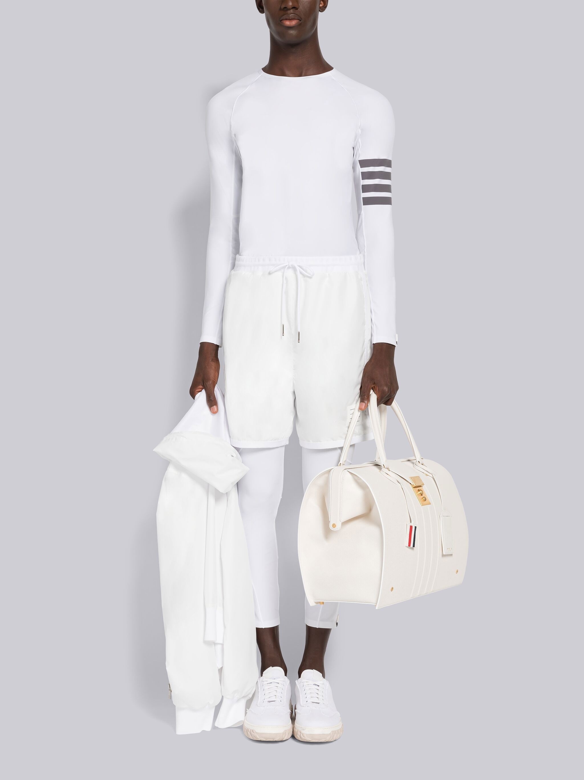 logo-patch mesh track shorts - 4