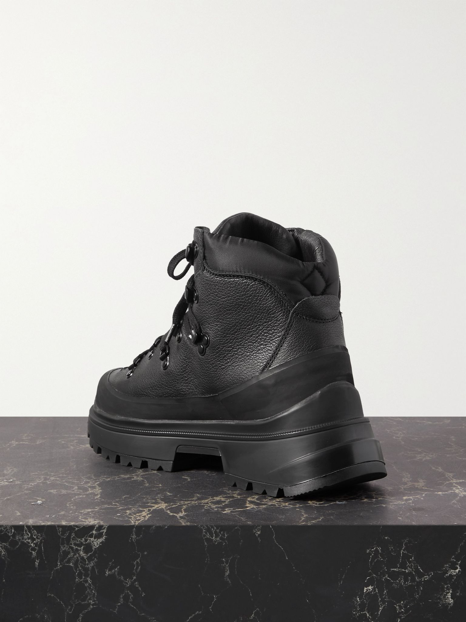Journey shell-trimmed textured-leather ankle boots Black - 3