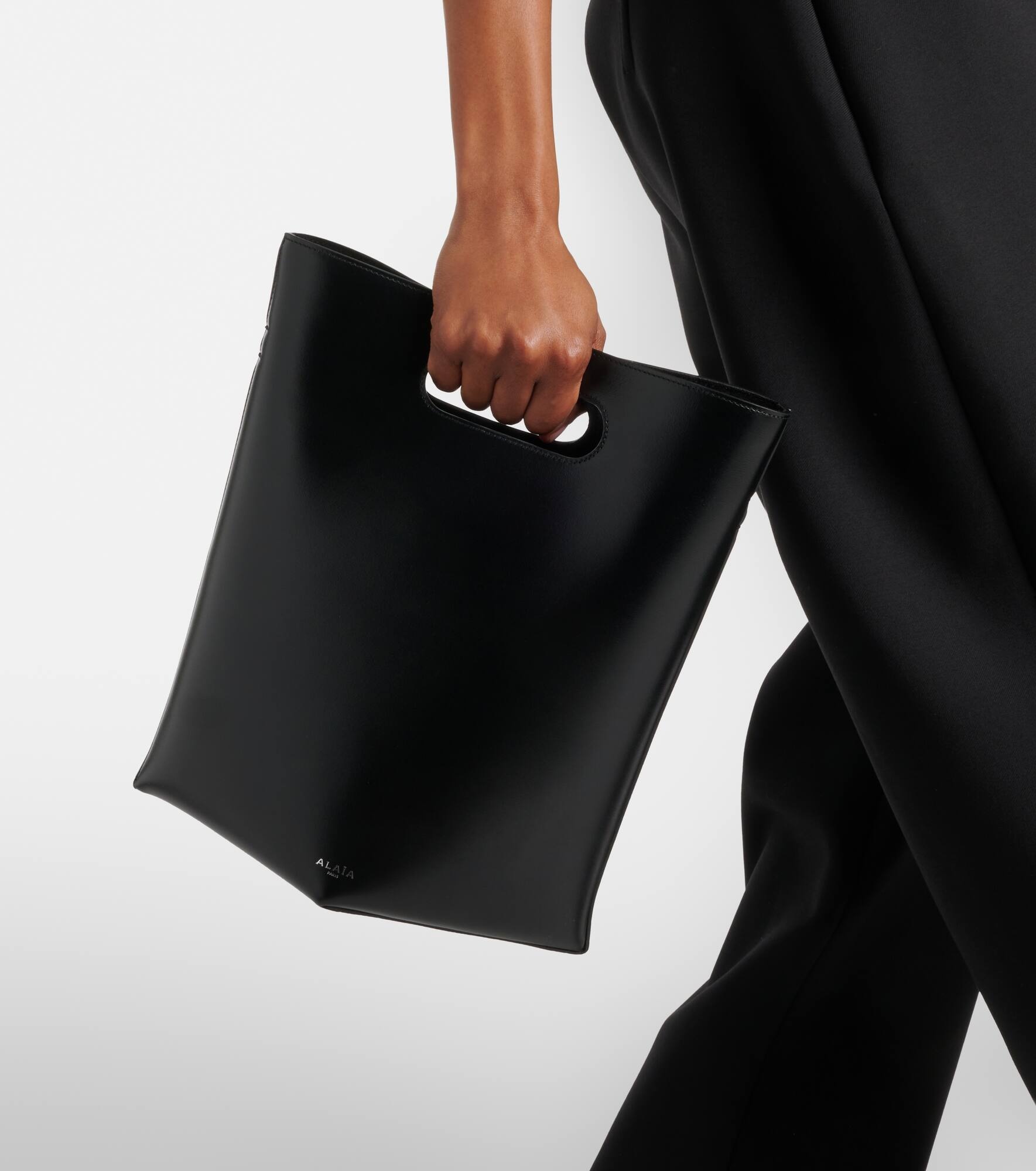 Folded leather tote bag - 6