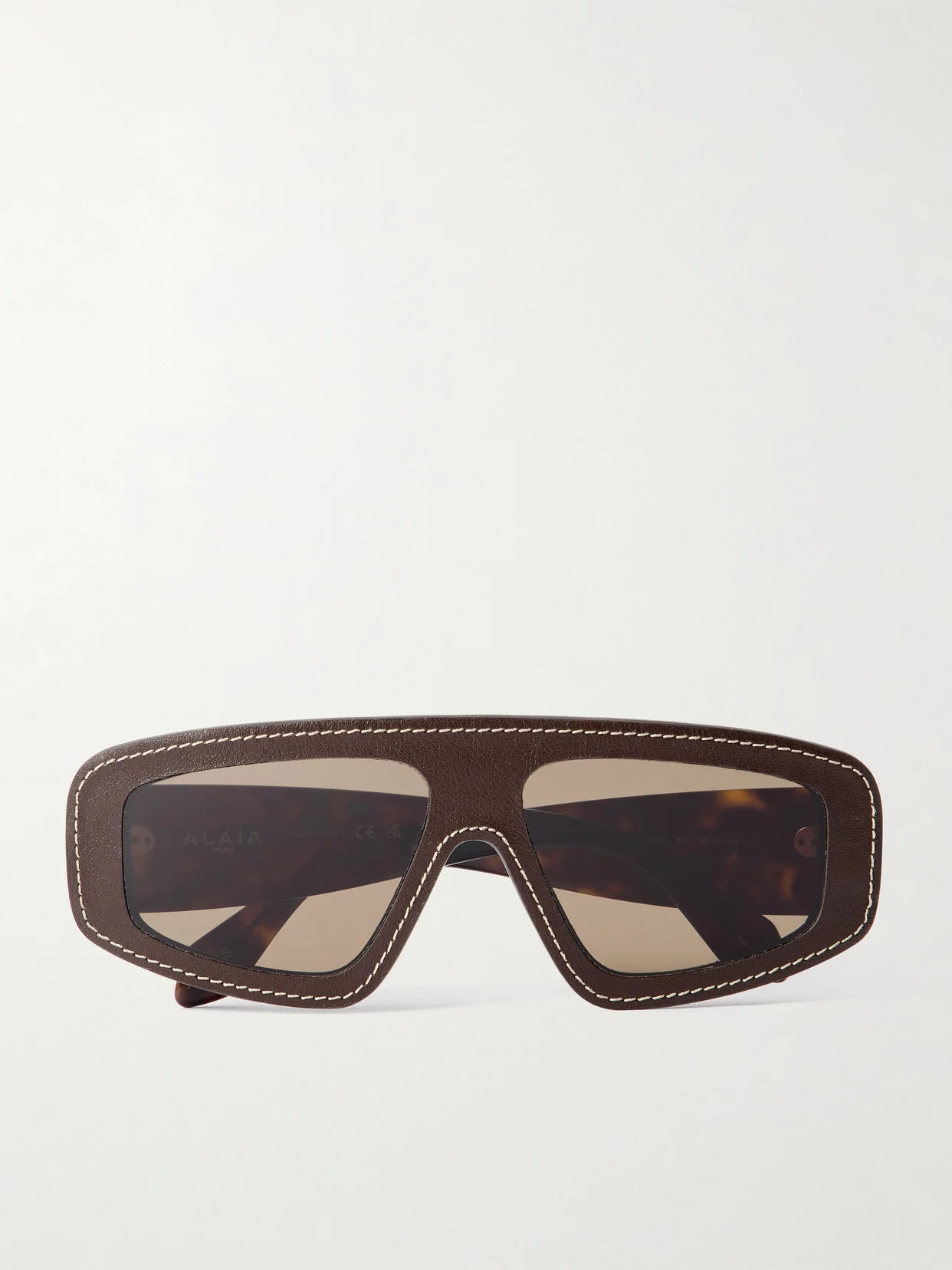 Mask D-frame Leather And Tortoiseshell Acetate Sunglasses - 1