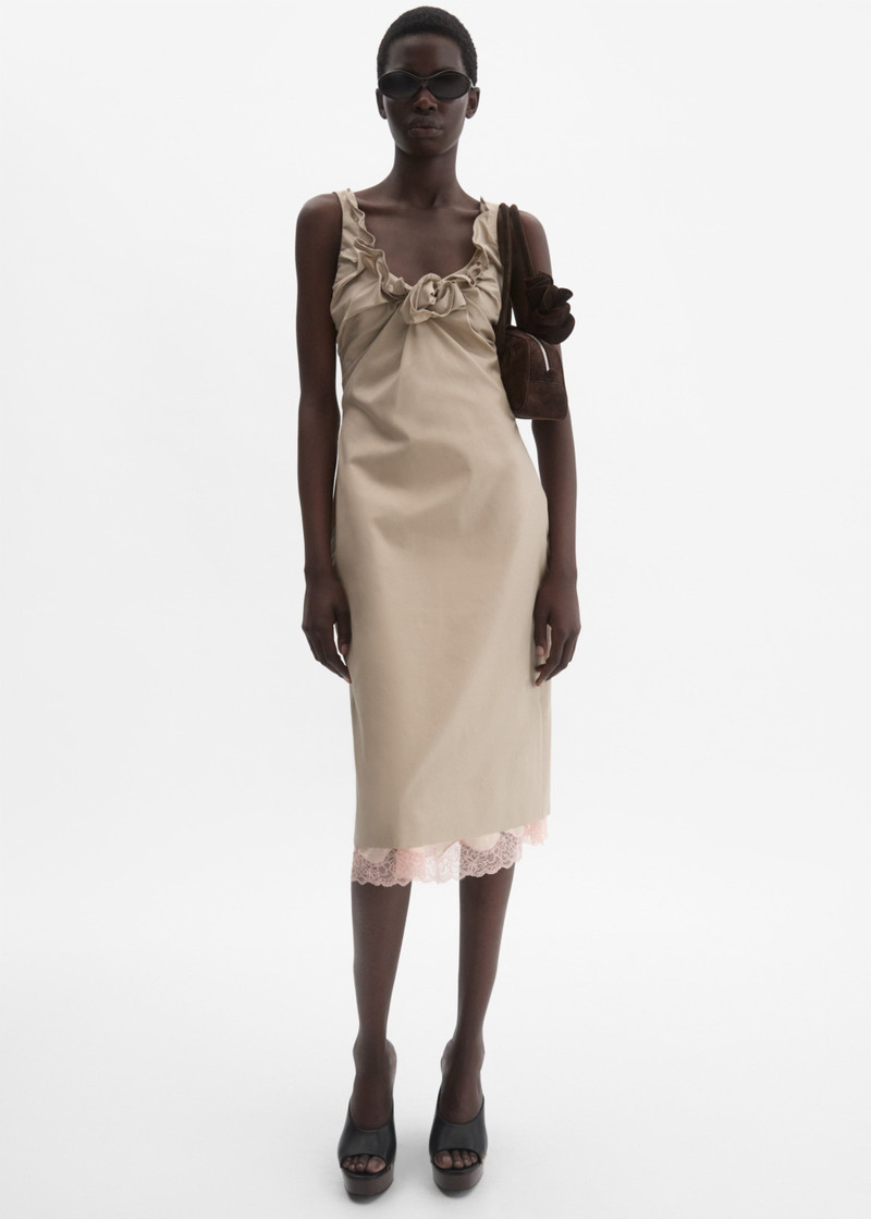 MAGDA BUTRYM Sleeveless dress with draped neckline in beige outlook