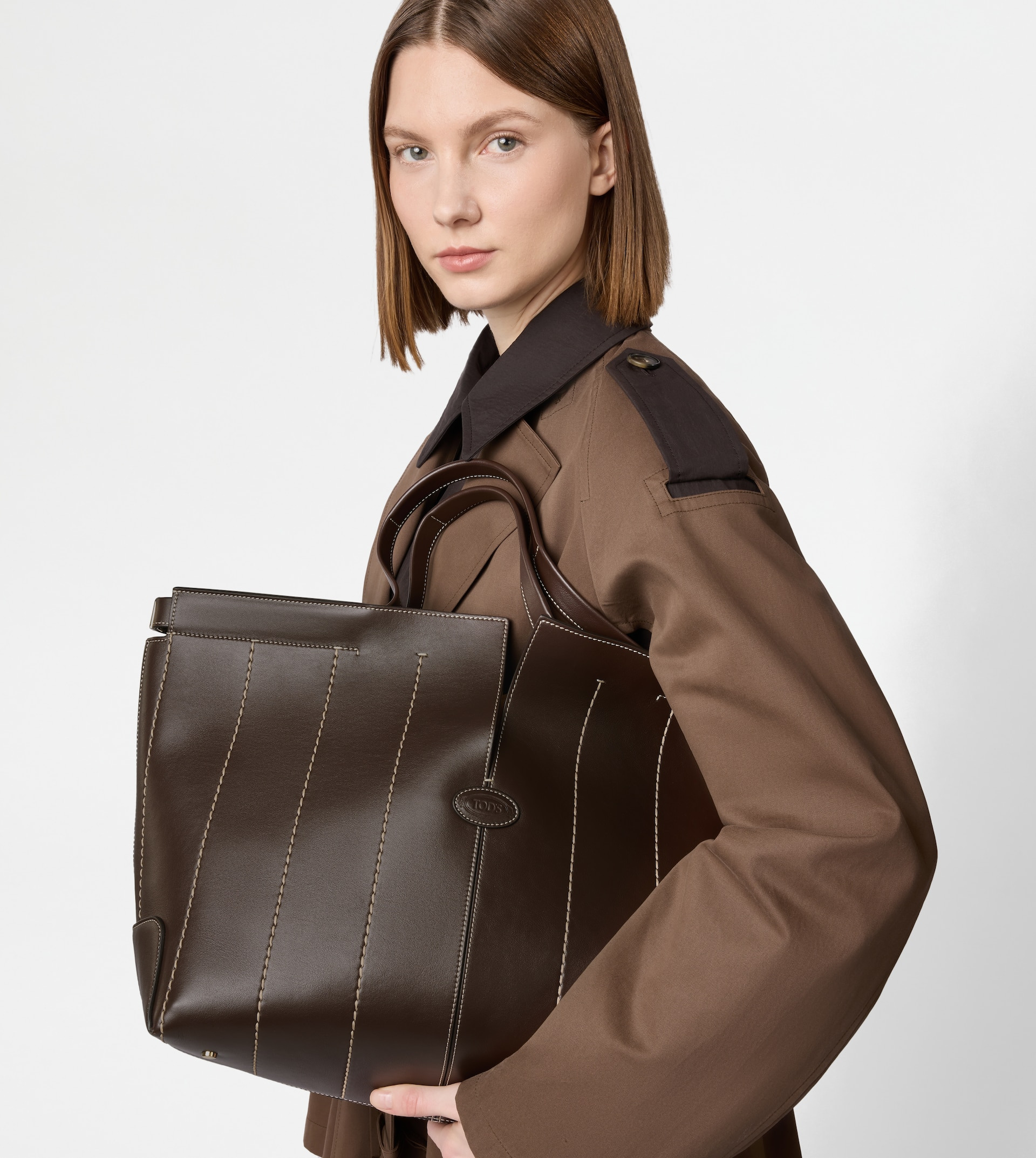 TOD'S DI BAG FOLIO IN LEATHER MEDIUM - BROWN - 7