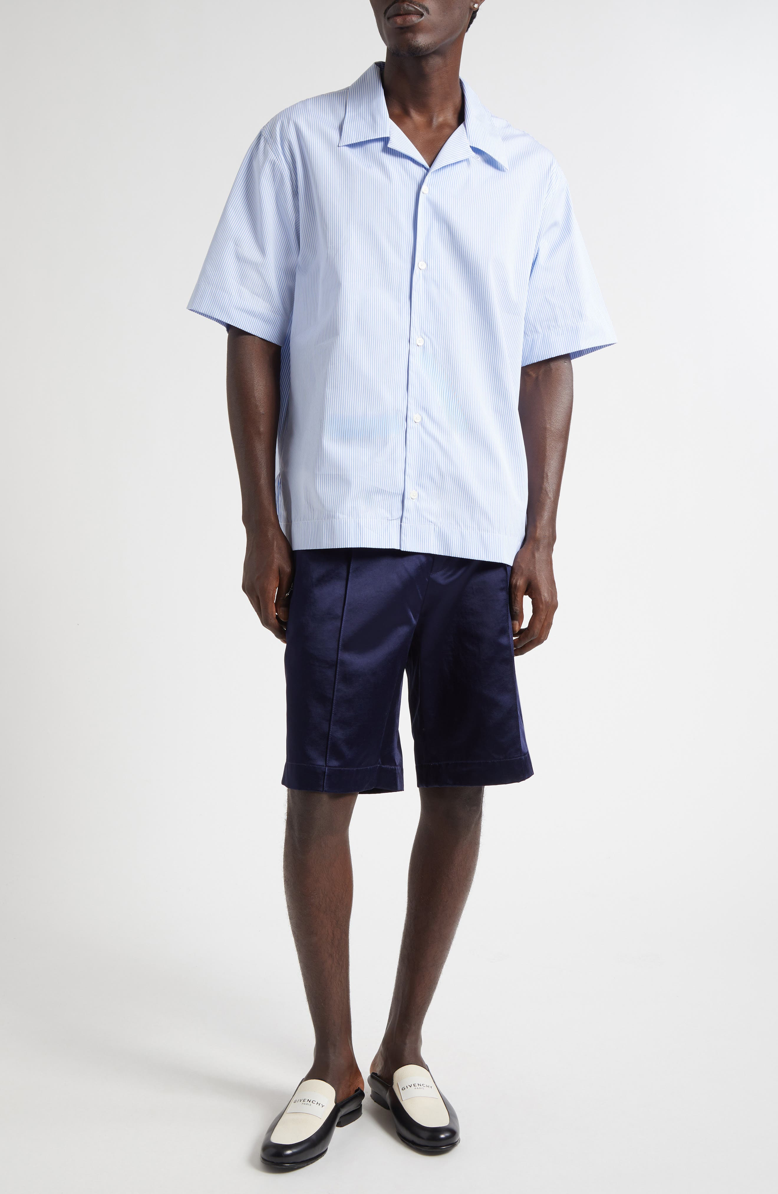 Givenchy Flat Front Satin Bermuda Shorts in Navy at Nordstrom - 2