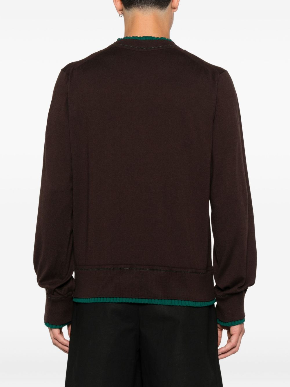 contrast-trim crew-neck sweater - 4