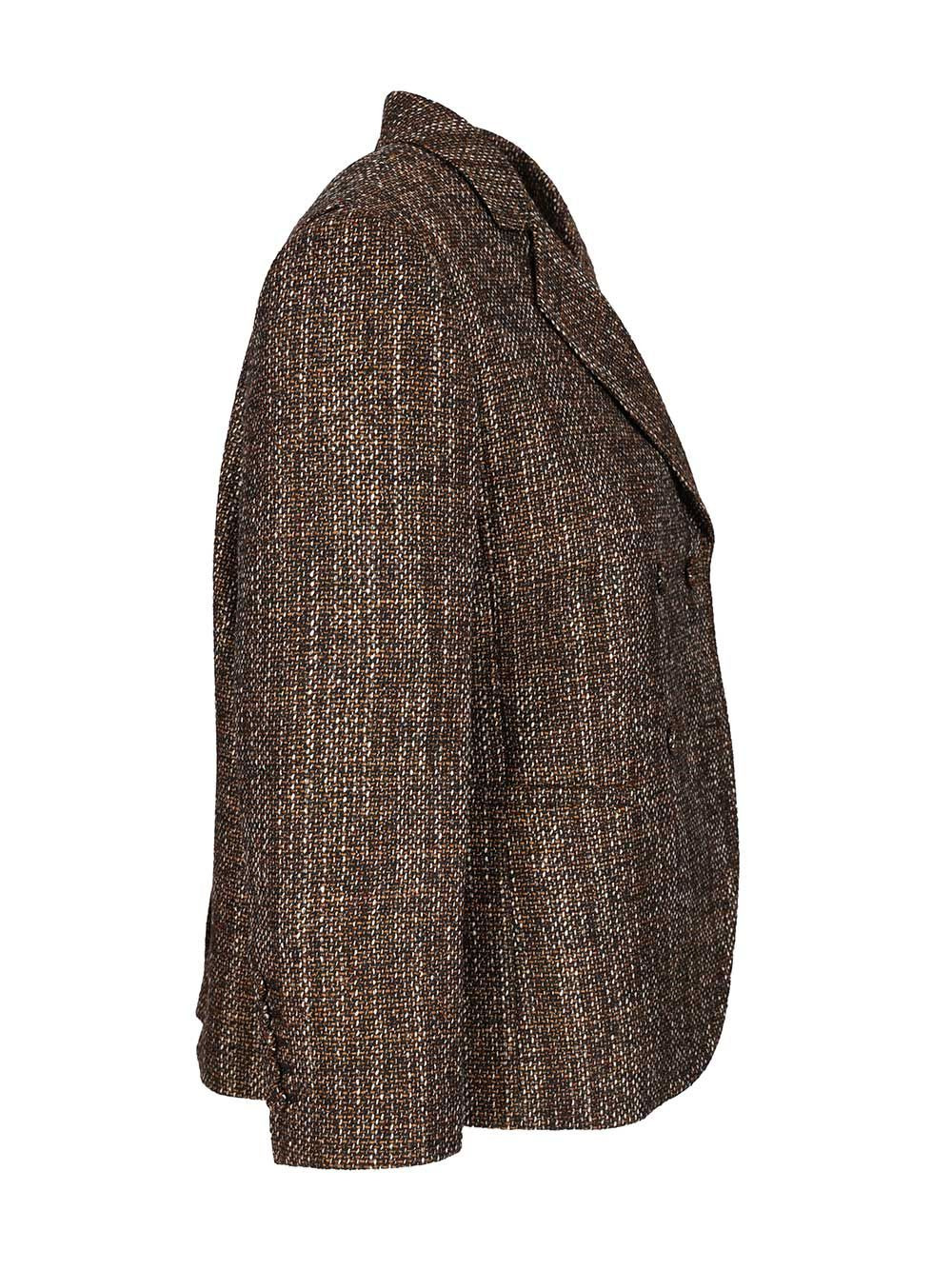 Look 25 - Tailoring Soft Tweed Blazer Double Breast Jackets Brown - 3