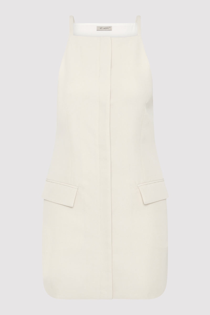 Hybrid Tailored Mini Dress - Off White - 1