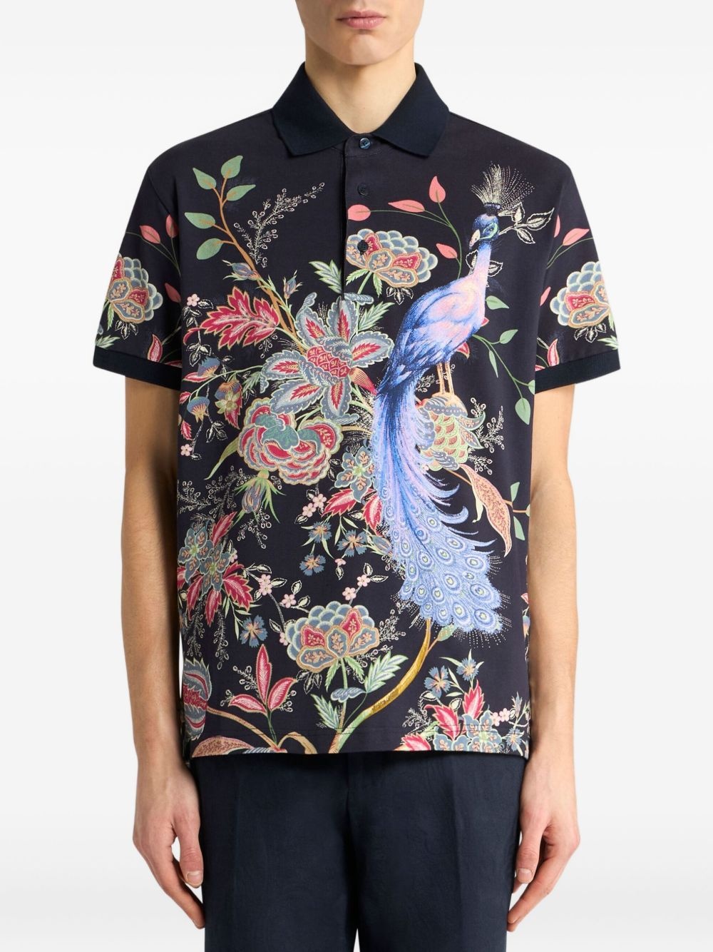 Flowers and Peacock polo shirt - 2