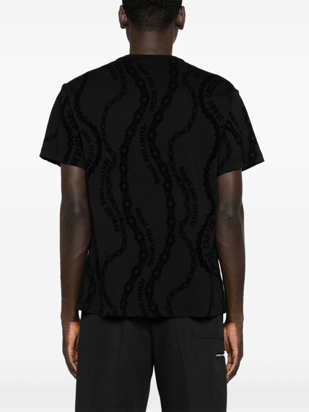 flocked-logo cotton T-shirt - 4