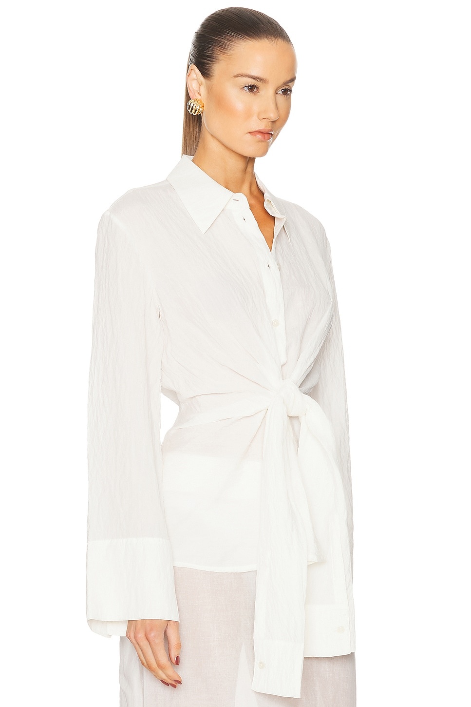 Hammered Silk Knotted Shirt - 2