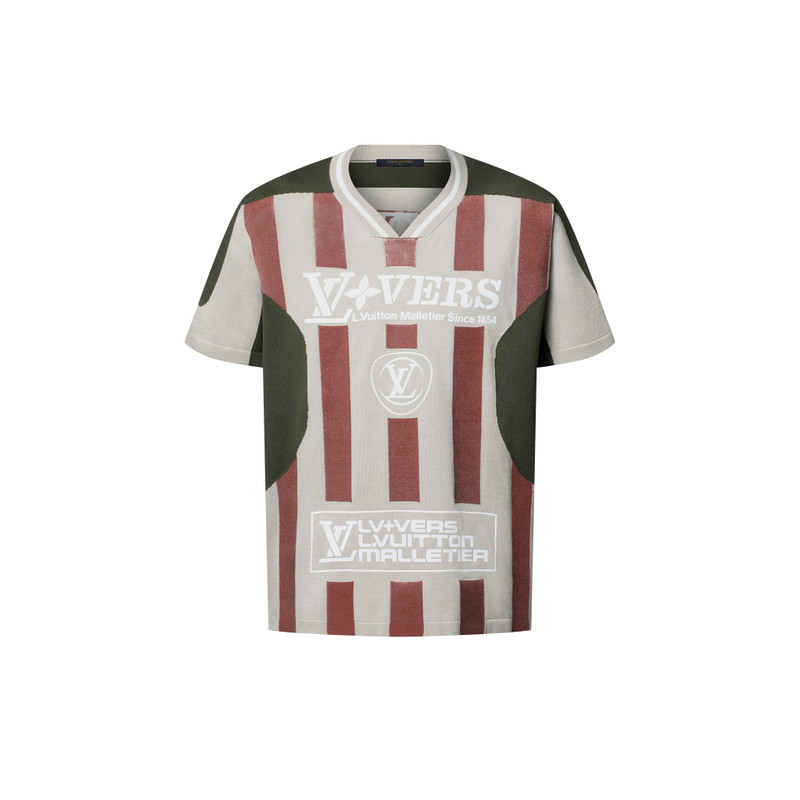 Intarsia Short-Sleeved V-Neck Top 1