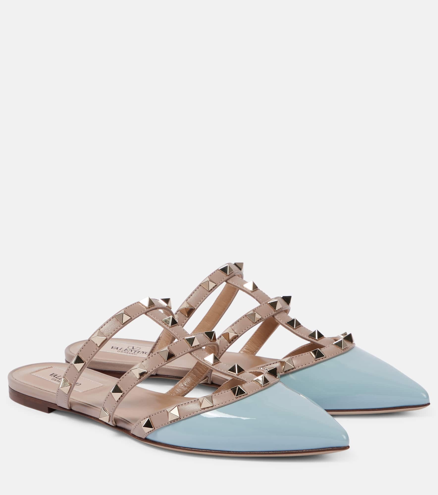 Rockstud leather mules - 1