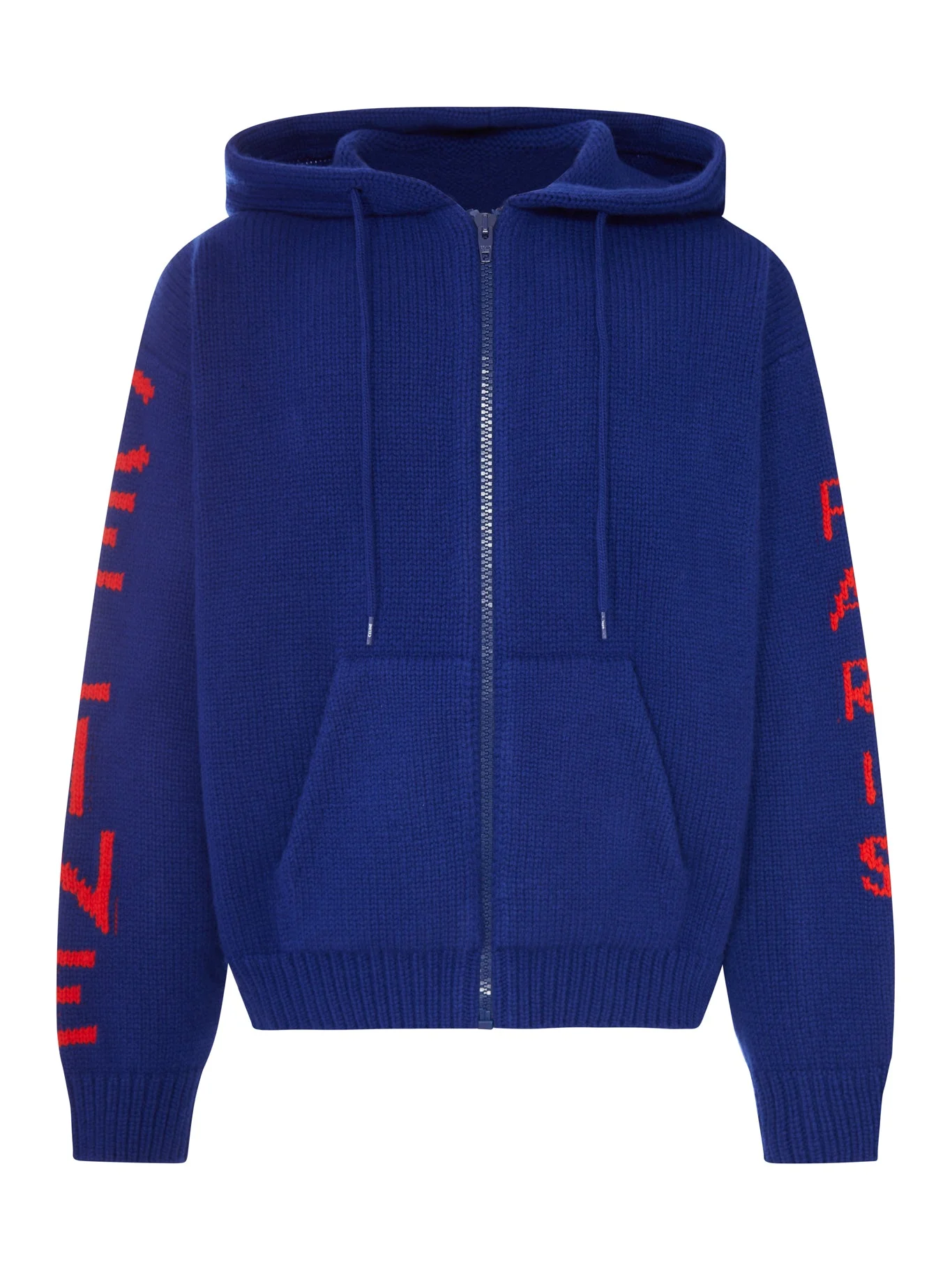HOODED RIBBED KNIT ZIP-UP CARDIGAN - 1