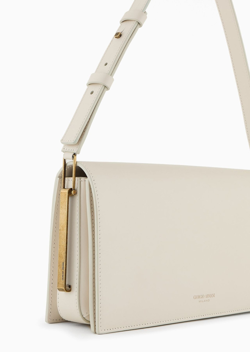 Polished leather baguette bag 5