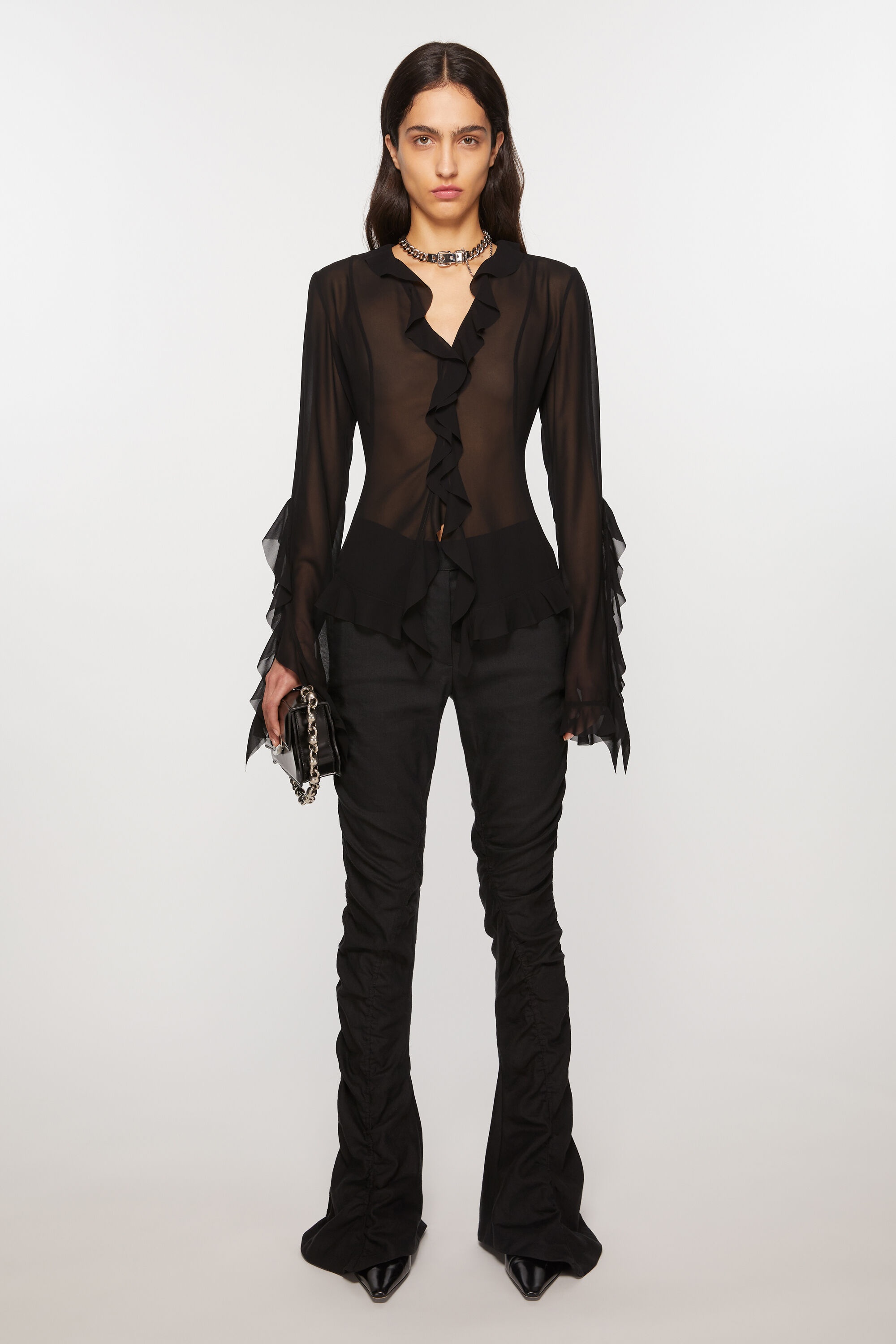 Fluid linen trousers - Black - 2