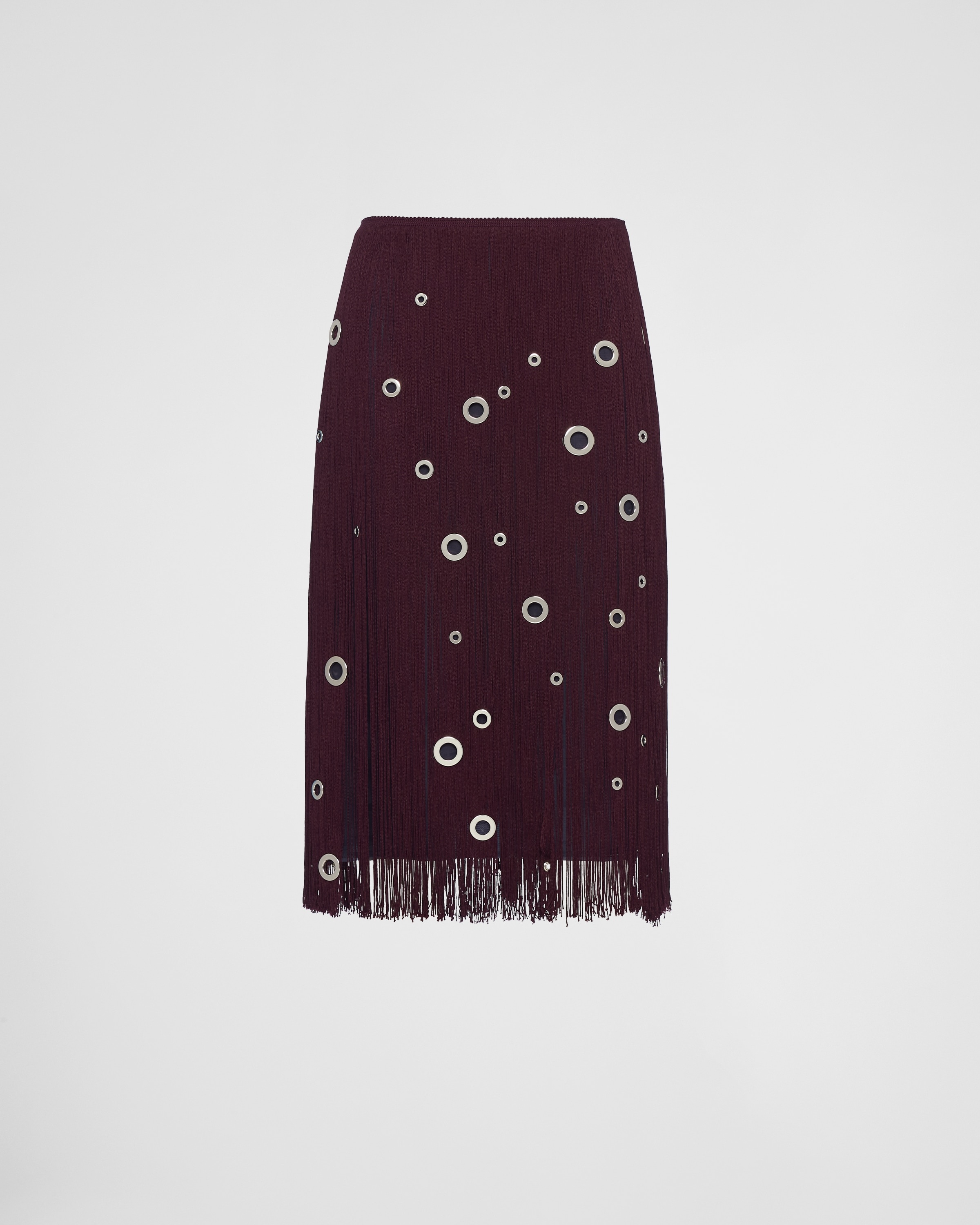 Midi-skirt with fringe and grommet embellishment - 1