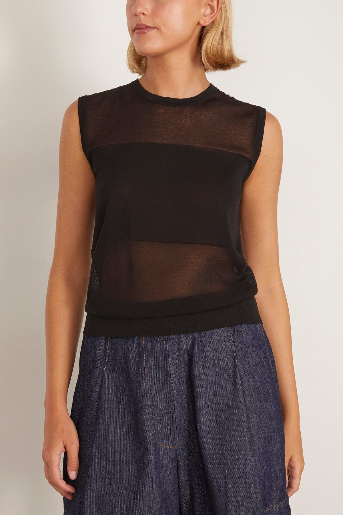 Anita Sleeveless Knit Top in Black - 3