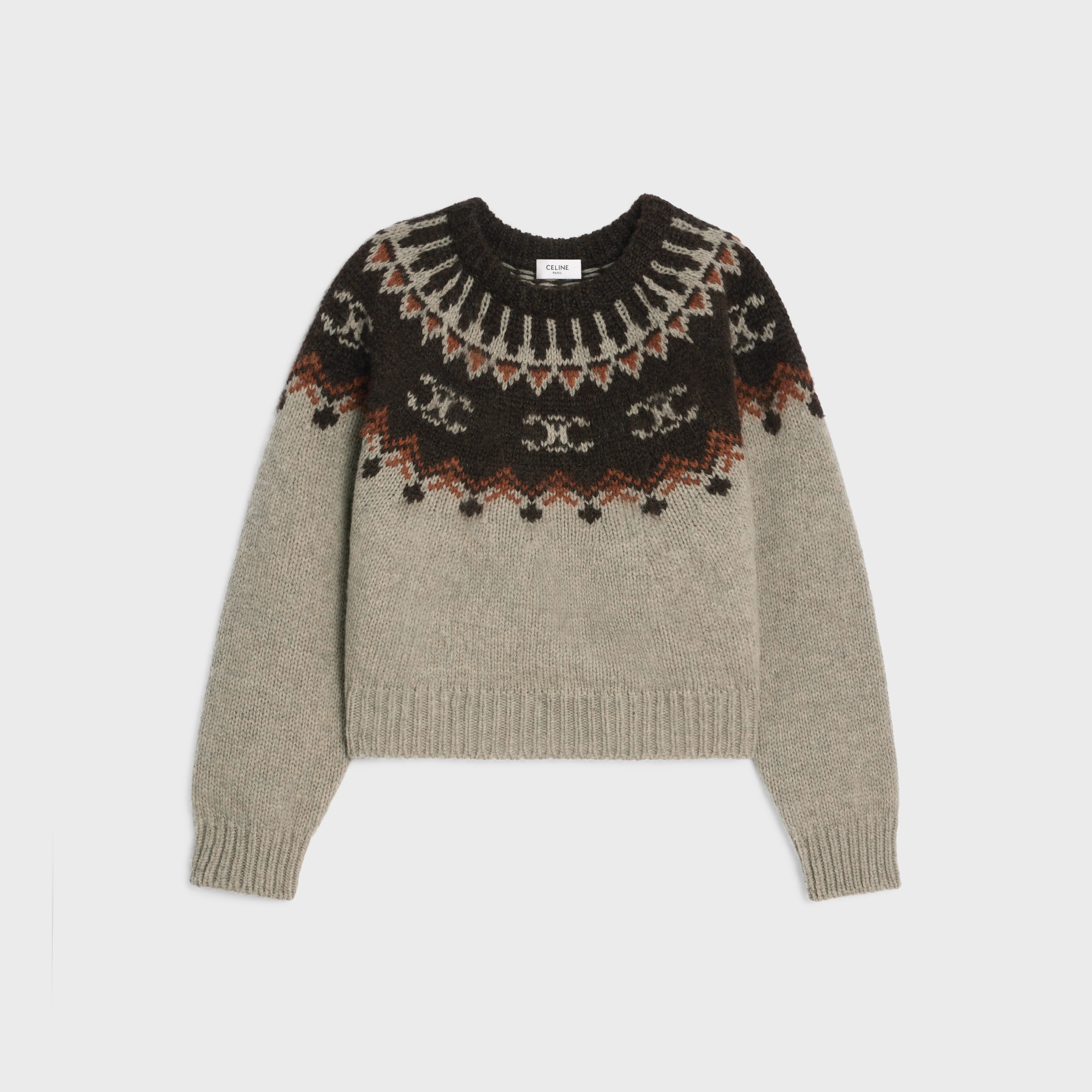 crew neck sweater in triomphe fair isle wool - 1