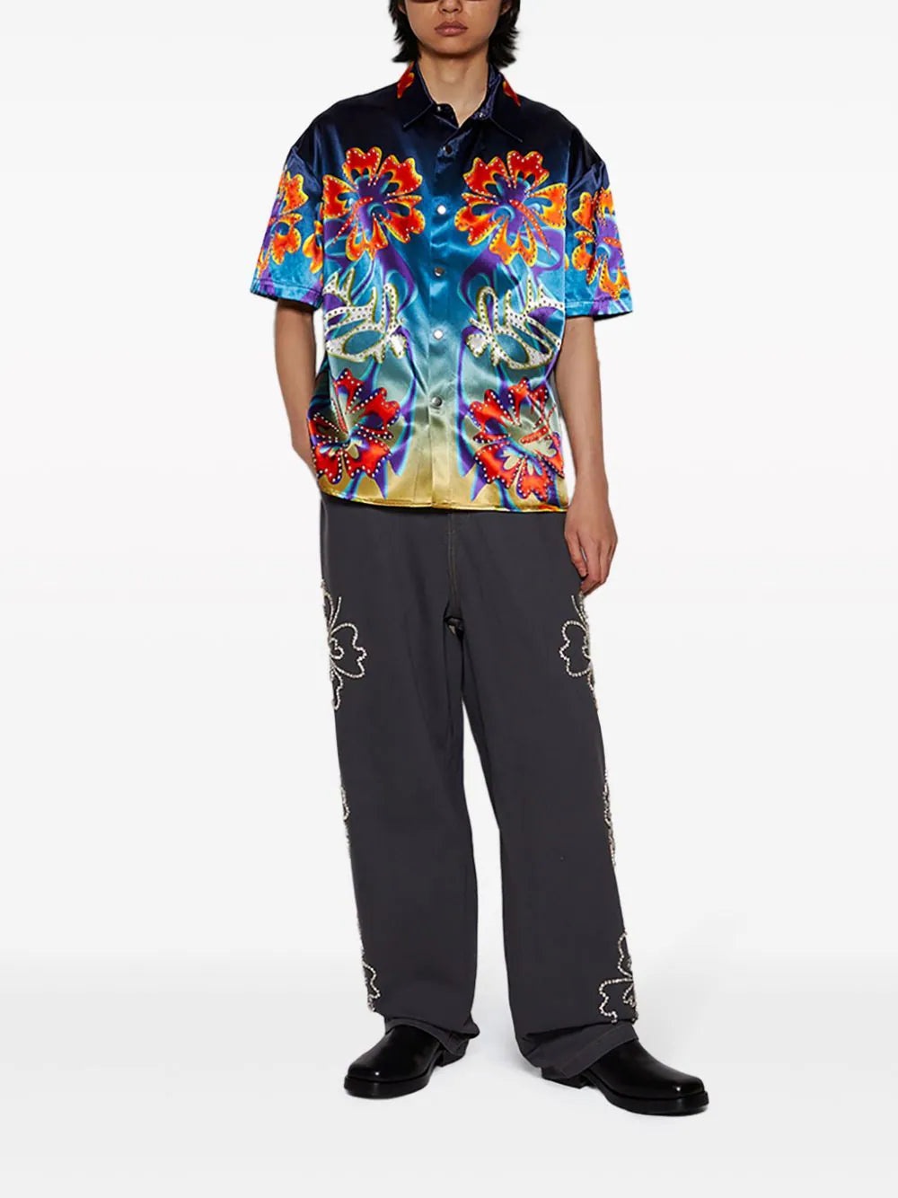 HIBISCUS EMBROIDERED JEANS - 2