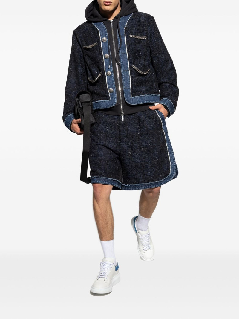 DSQUARED2 denim-trimmed tweed shorts outlook