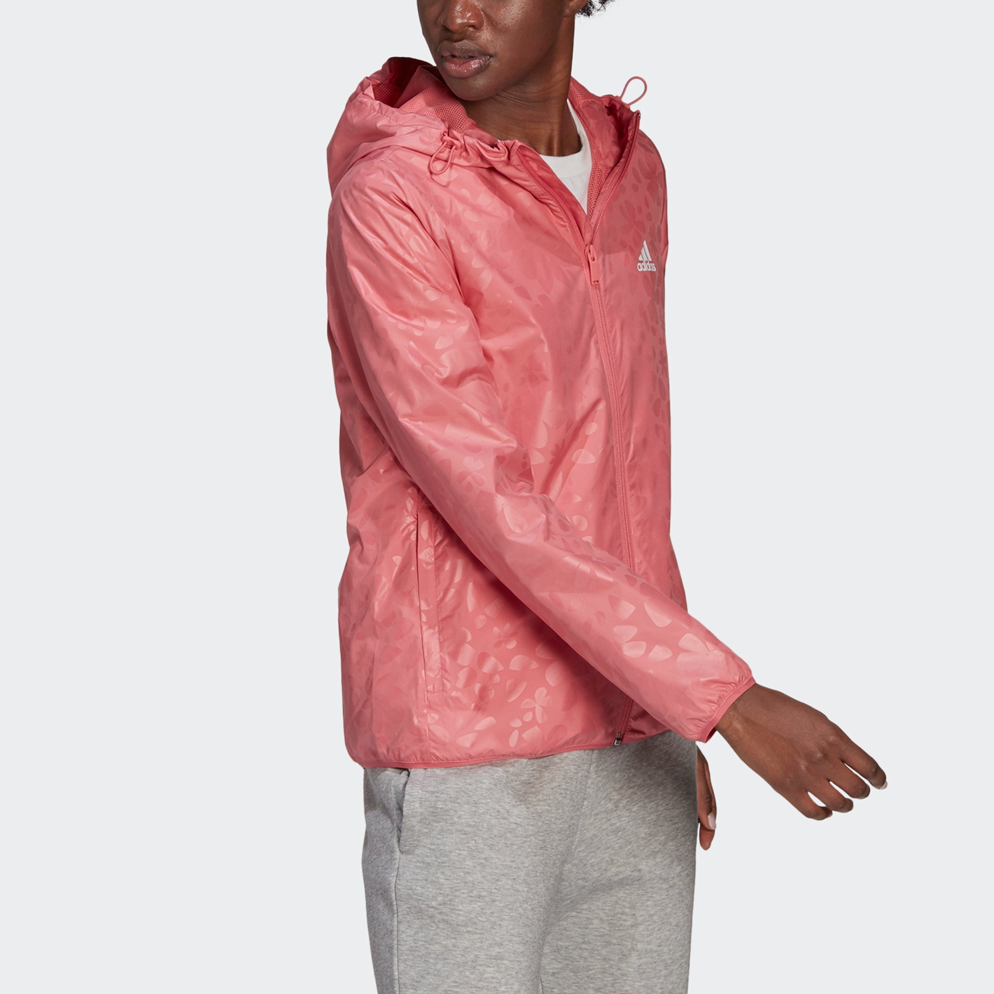 adidas WMNS adidas Wb Aop W Flowers Printing Slim Fit Hooded Jacket Rose Red GQ0617 REVERSIBLE