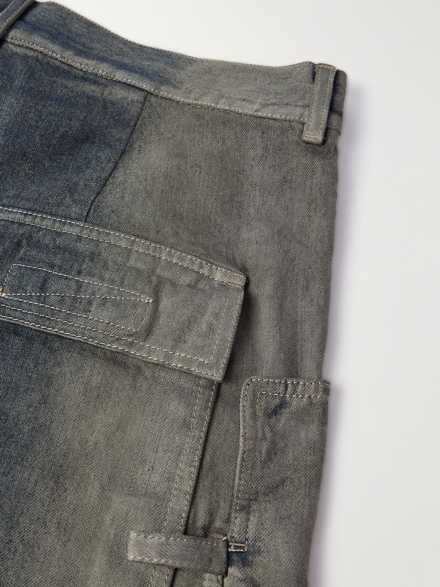 Stefan Wide-Leg Distressed Denim Cargo Trousers Dark gray - 5