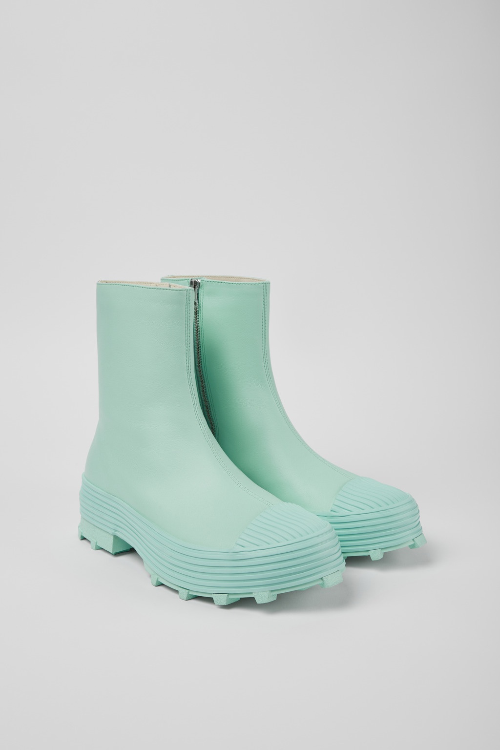 Light green leather boots - 2