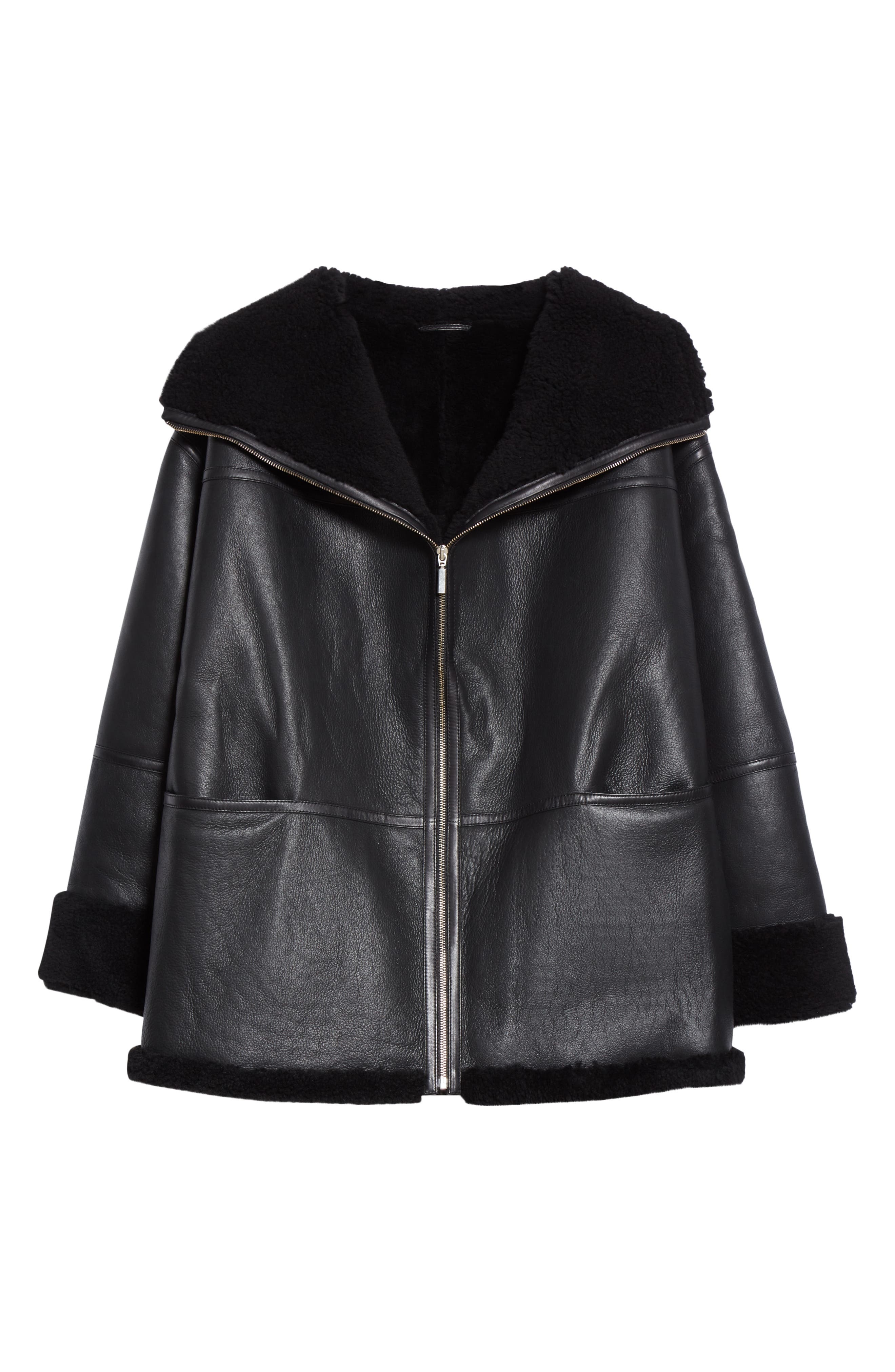 TOTEME Menfi Oversize Genuine Shearling Coat in Black at Nordstrom - 7