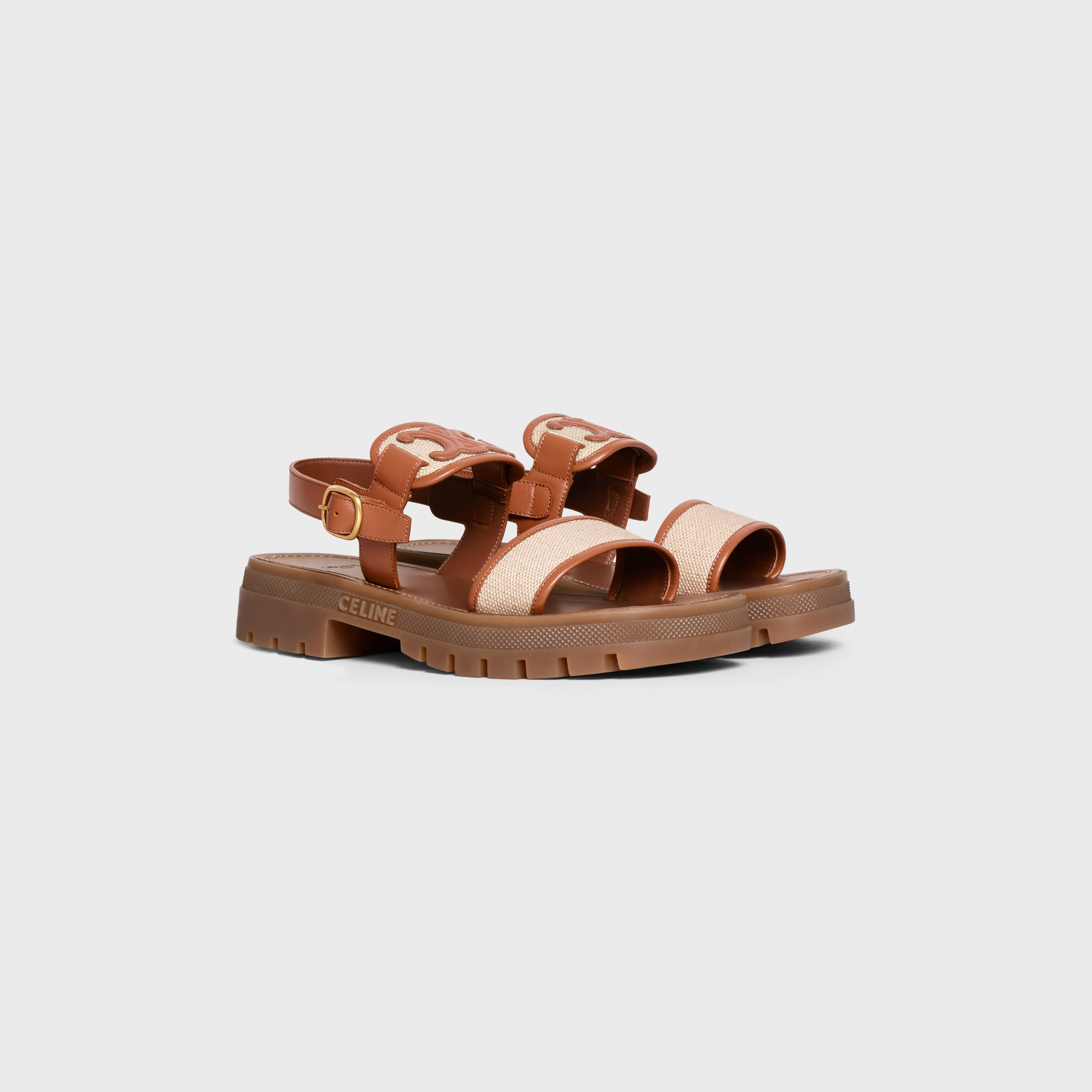 CELINE CLEA TRIOMPHE SANDAL in CALFSKIN - VEGETAL TANNING & CANVAS - 2