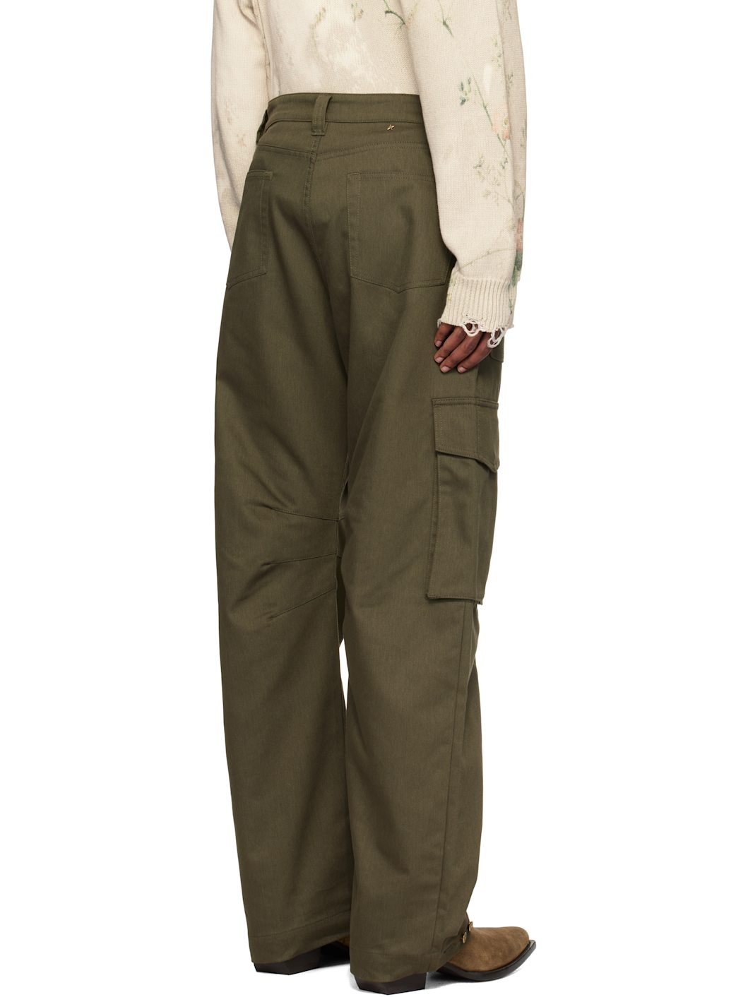 Khaki Wide-Leg Cargo Pants - 3