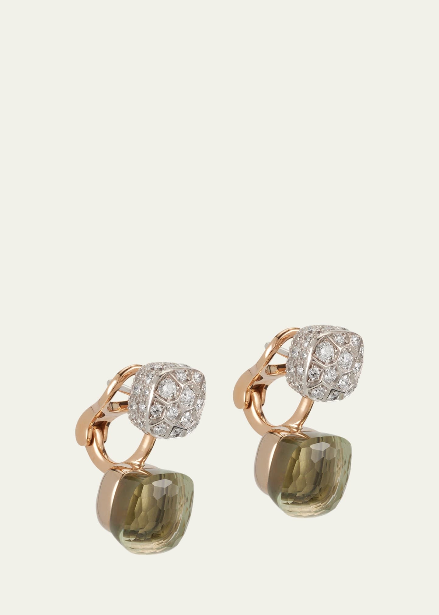 Nudo 18K Rose Gold Prasiolite and Diamond Double Drop Earrings - 3