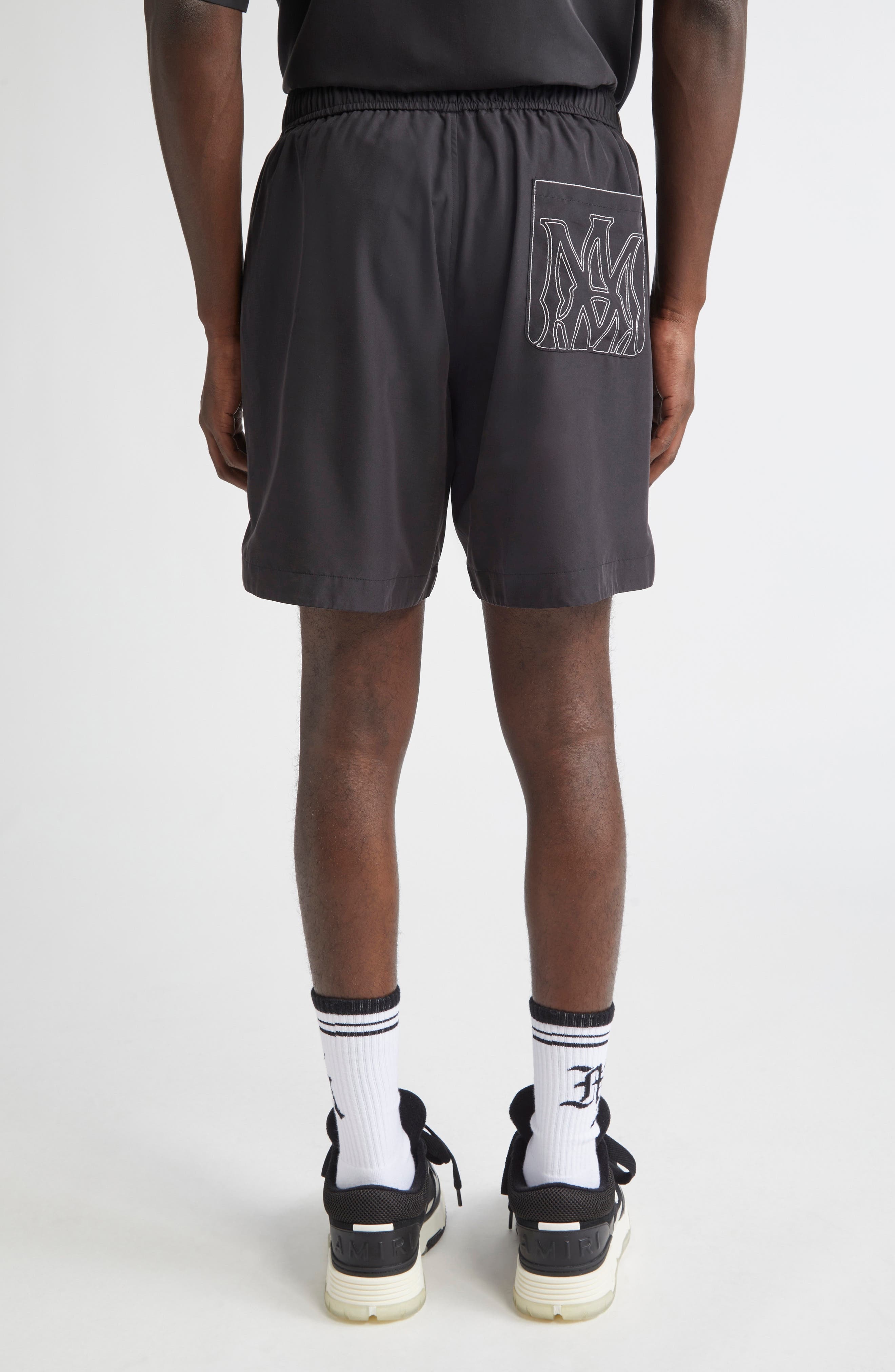 AMIRI Logo Embroidered Shorts in Black at Nordstrom - 3