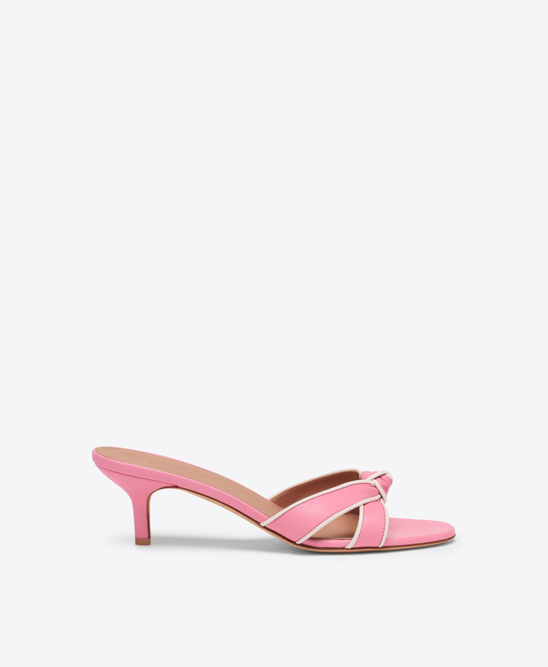 Raquel 45 Pink Knotted Leather Kitten Heel Sandals 1