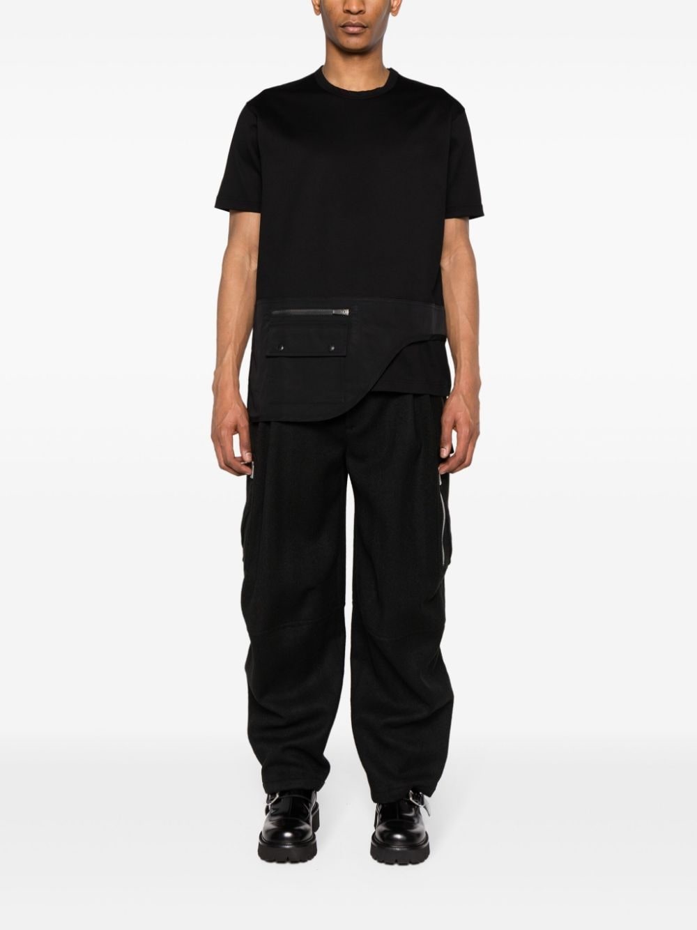 draped-panel cotton T-shirt - 2