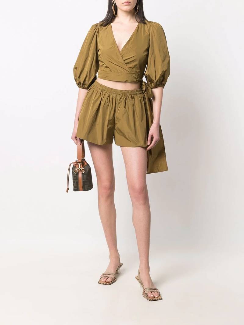REDValentino pleated flared shorts outlook