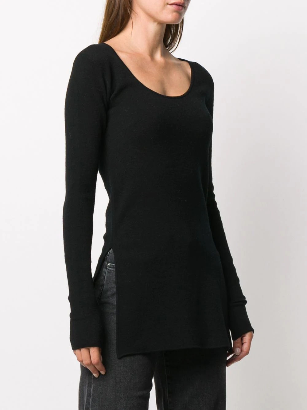 scoop neck longline knitted top - 3