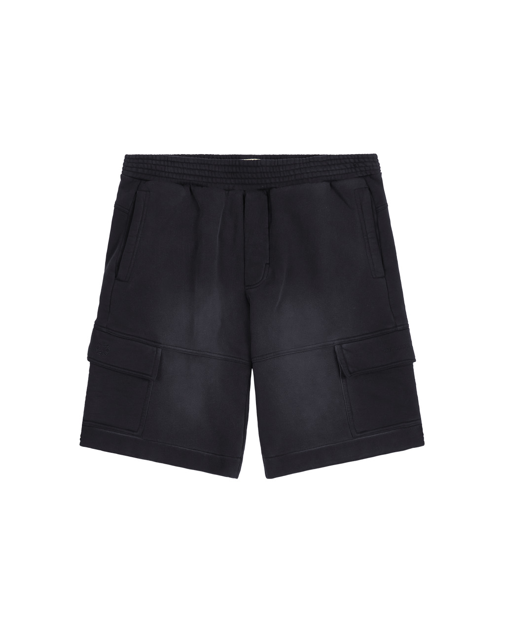 BLACK GARMENT DYE CARGO SHORTS - 1