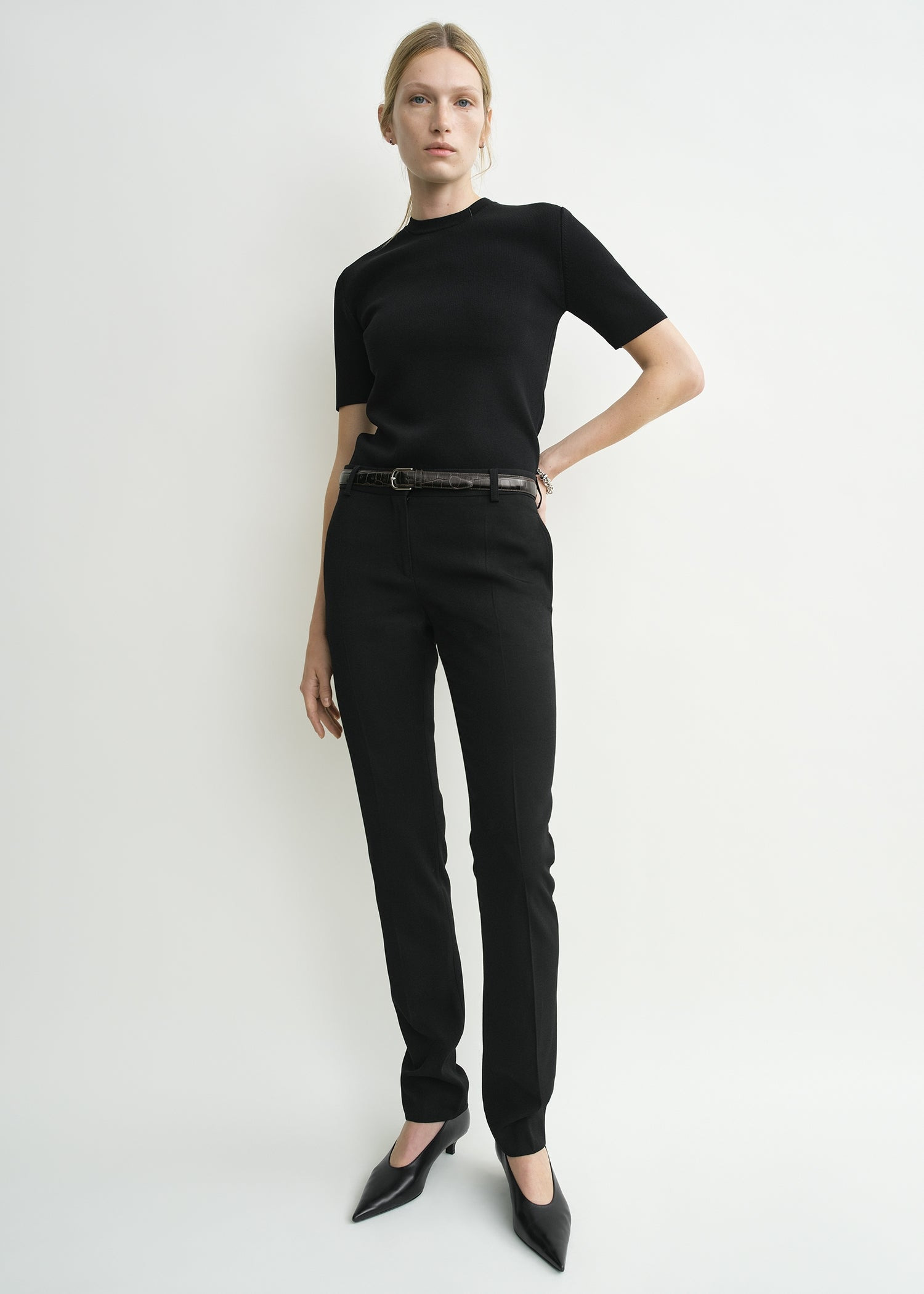 Low-waist slim evening trousers black - 2