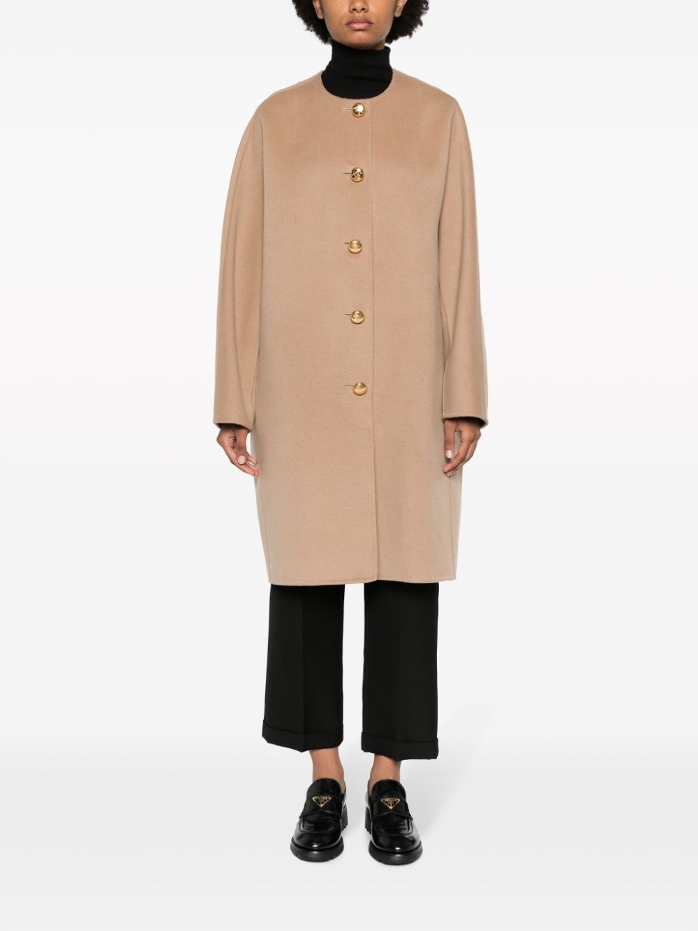 single-breasted belted coat - 6