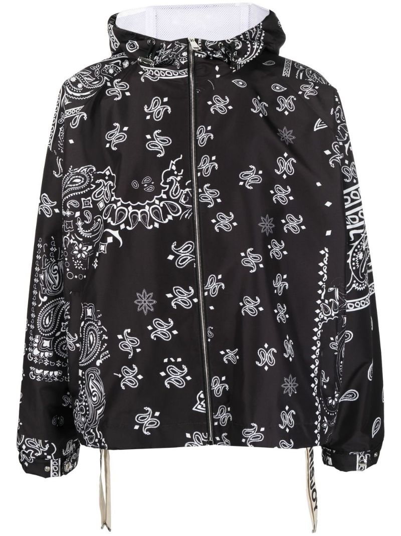 paisley-embroidery hooded jacket - 1