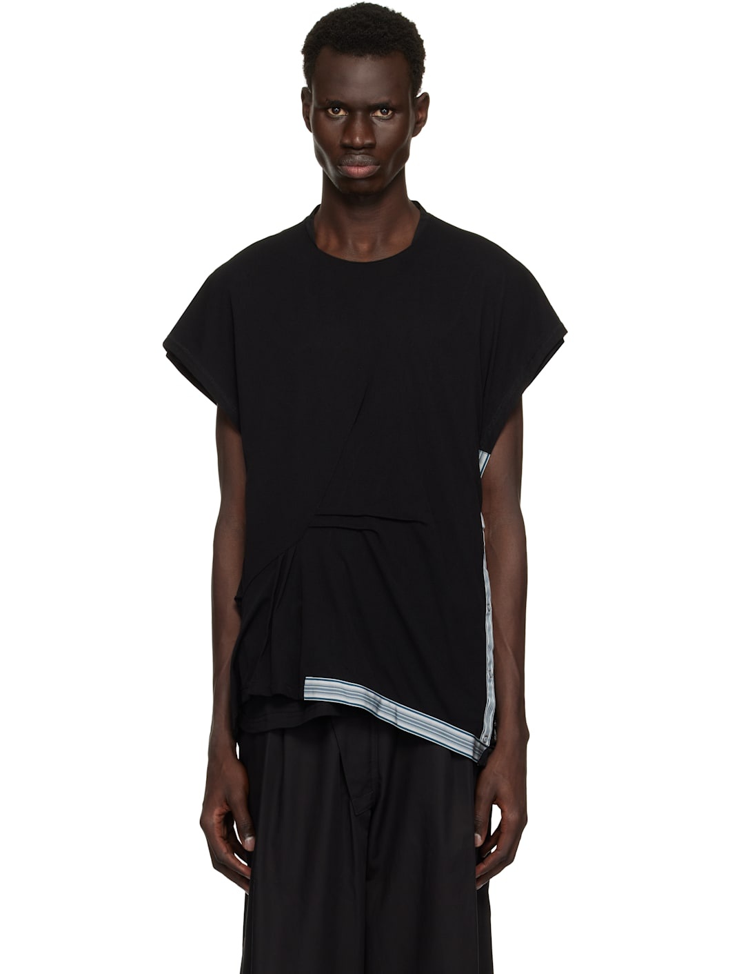Black Inex Mesh Sleeveless T-shirt - 1