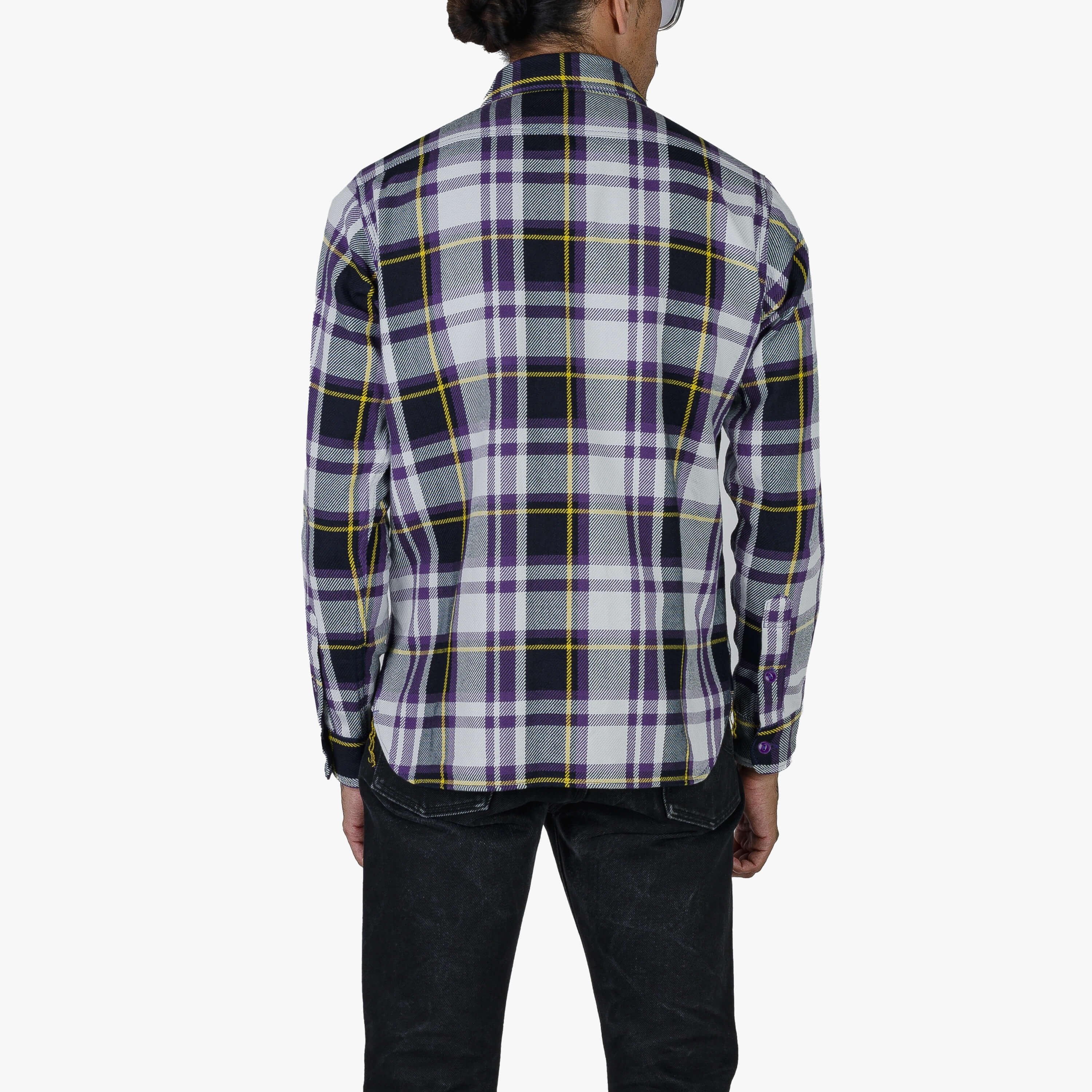 IHSH-382-PUR 9oz Selvedge American Check Work Shirt - Purple - 4