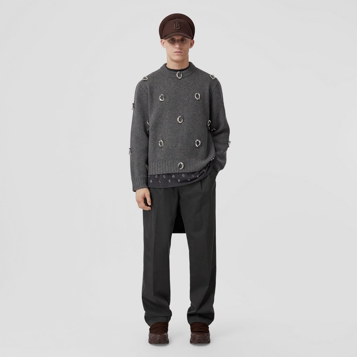 Chain-link Detail Cashmere Wool Sweater - 2