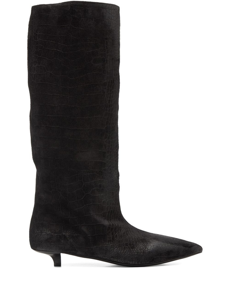 pointed-toe embossed-leather boots 1
