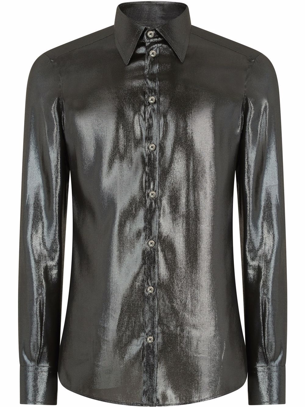 metallic-sheen button-up shirt - 1