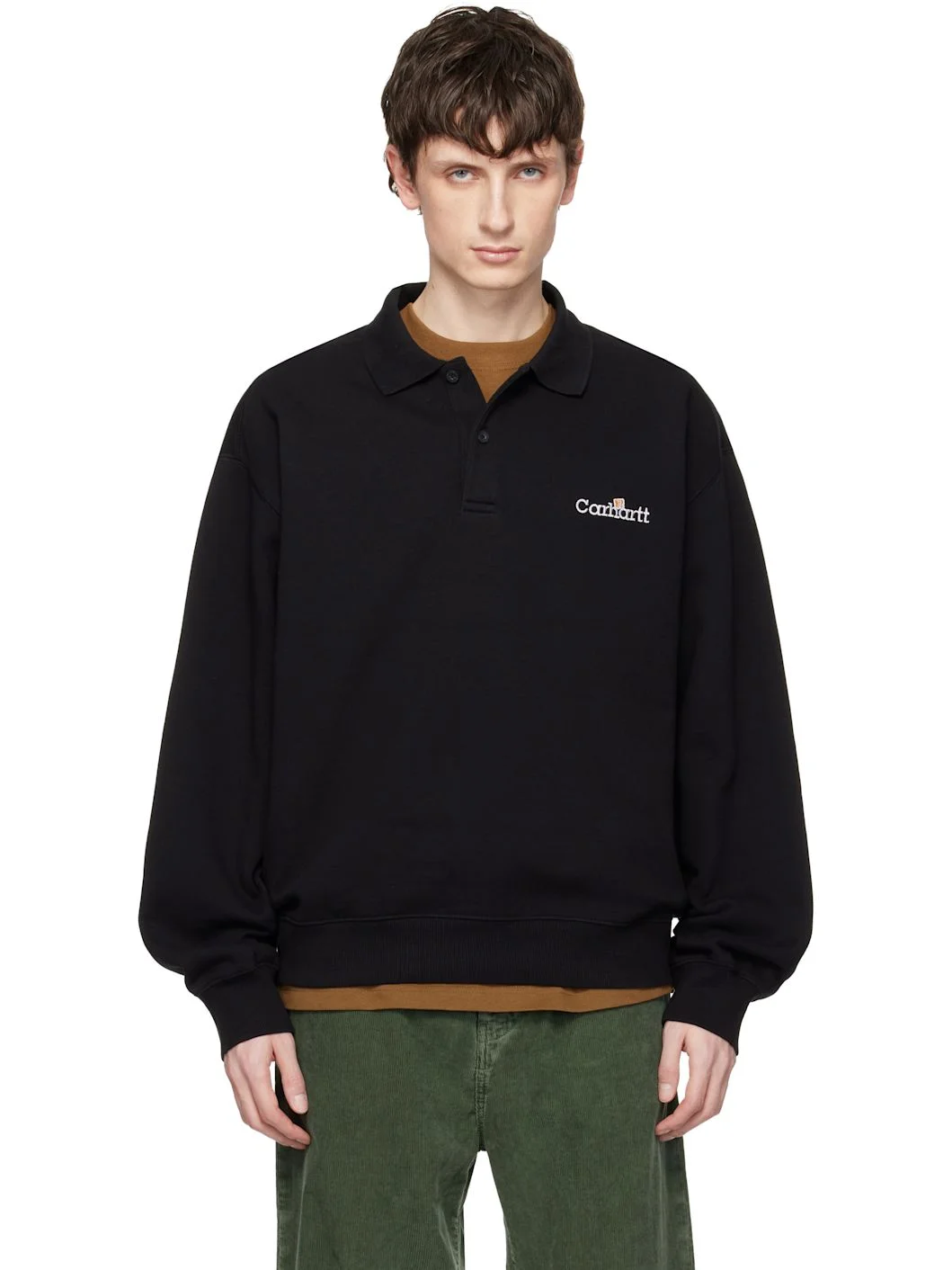 Black WIP Label Sweatshirt Polo - 1