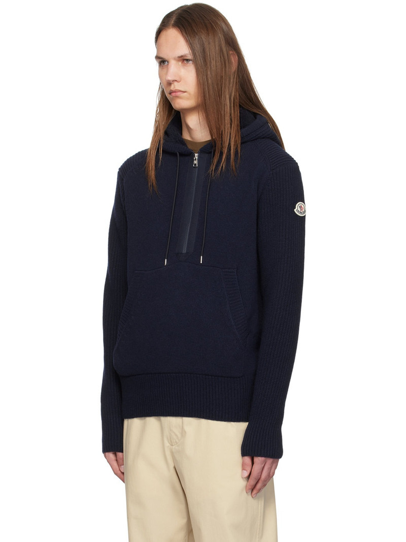 Moncler Navy Wool & Cashmere Hoodie outlook