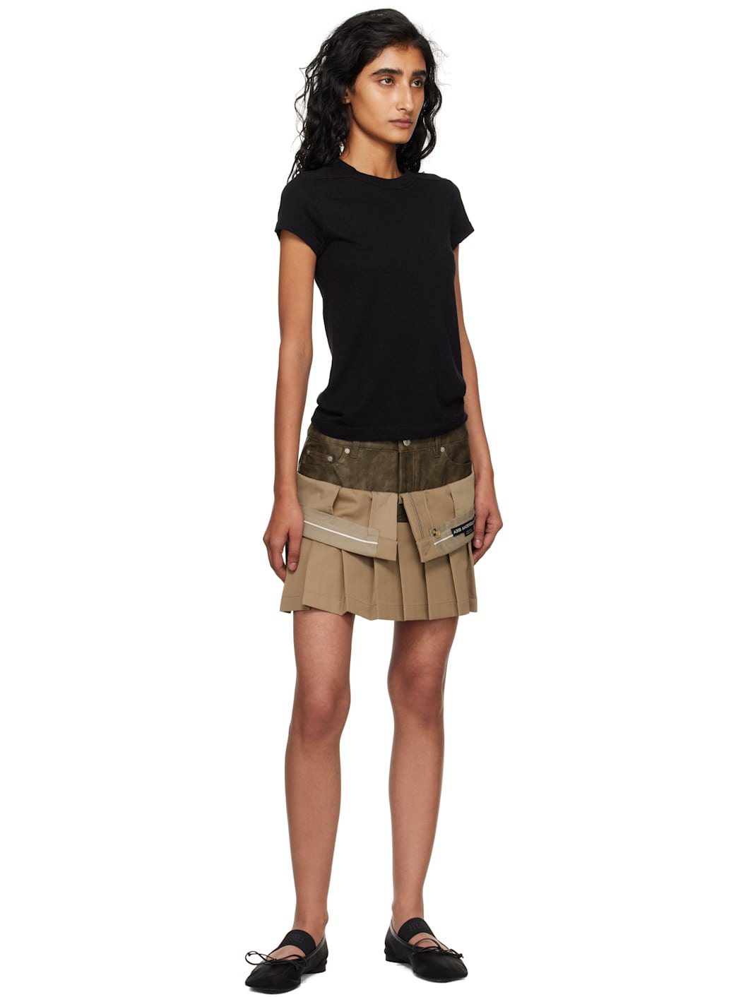 Beige Inside Out Pleats Miniskirt - 4