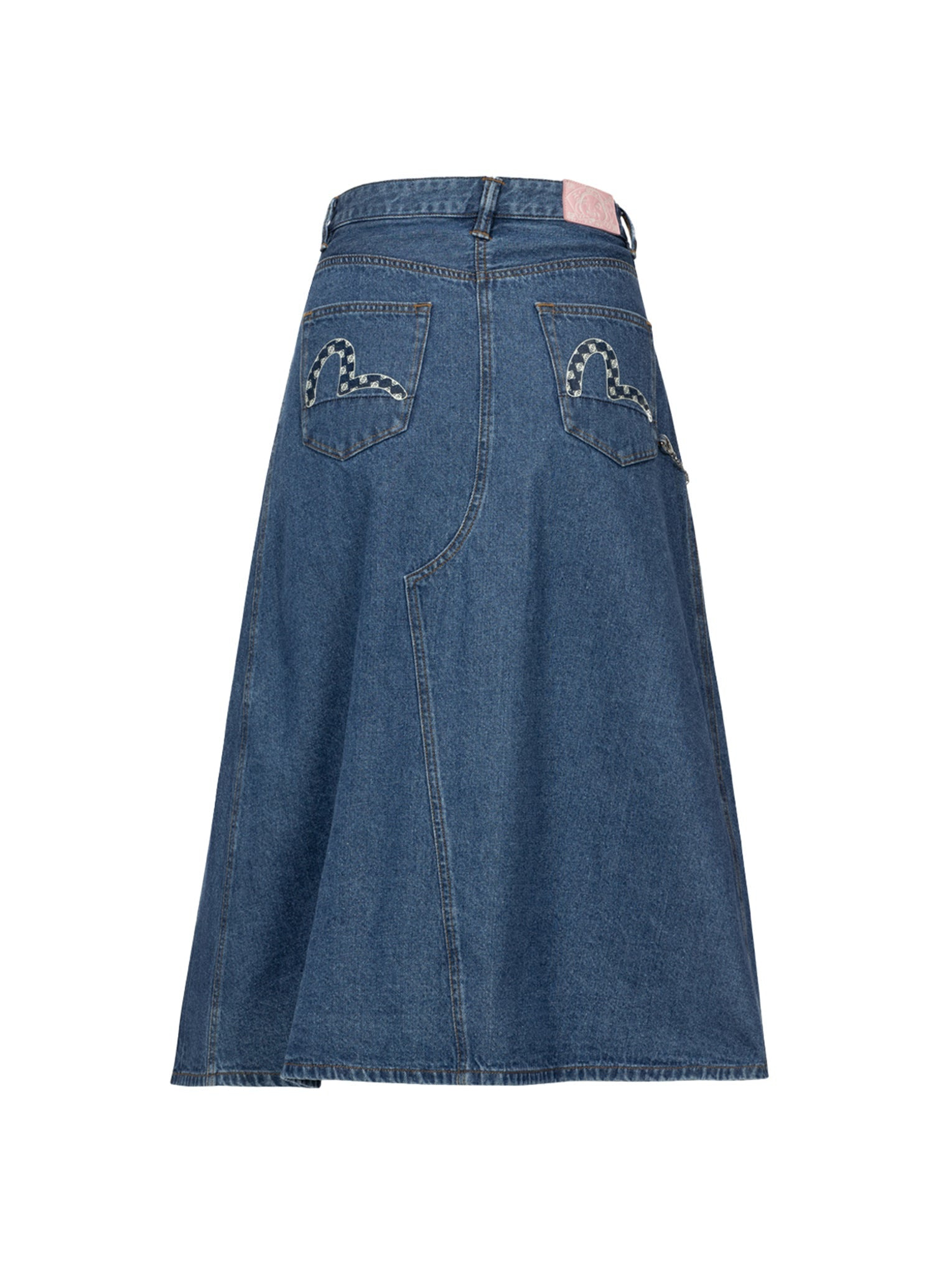SEAGULL PRINT FASHION FIT DENIM PLEATED SKIRT - 13